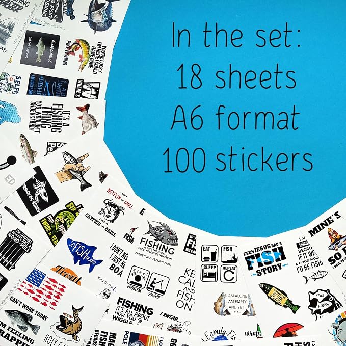 100Pcs Funny Fishing Stickers — Fisherman Decals - Image 2
