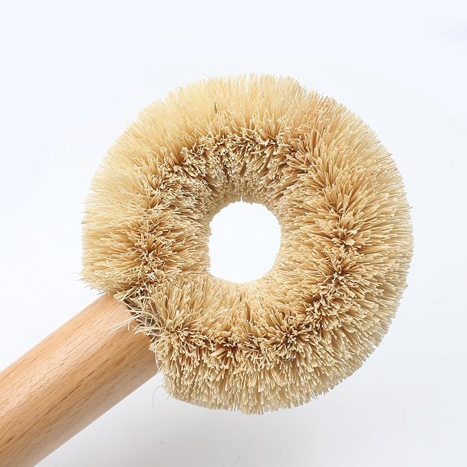 2PCS Coconut Brush Fiber Bottle Wooden Cleaning Brush, Scrub Head - Image 8