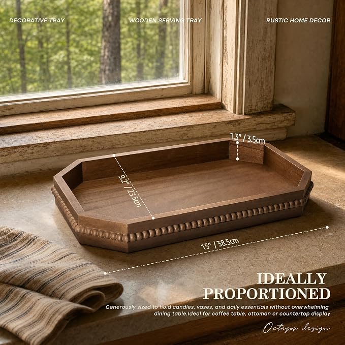 Decorative Tray with Beaded Edge - Image 2
