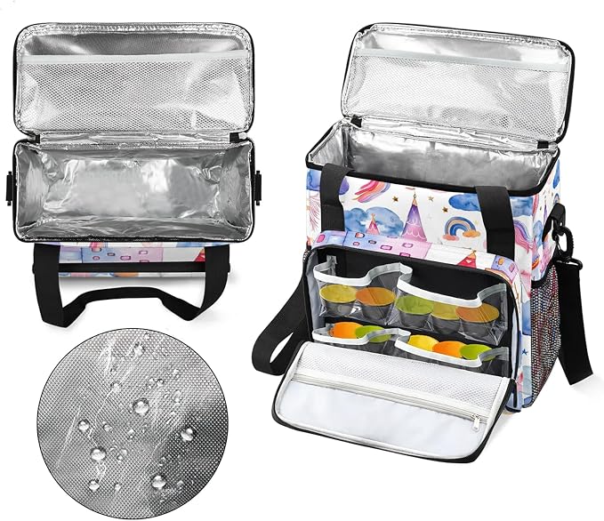 Unicorn Castle Rainbow Coffee Maker Carring Bag, Large Insulated Storage - Image 3