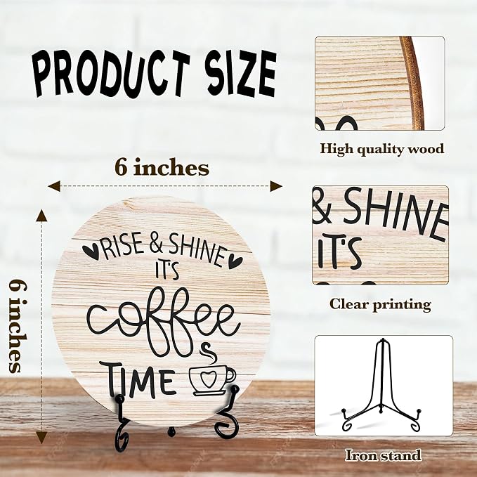 Coffee Desk Decor Sign, Farmhouse Wood Plaque, It Is Coffee Time Wood Sign - Image 2