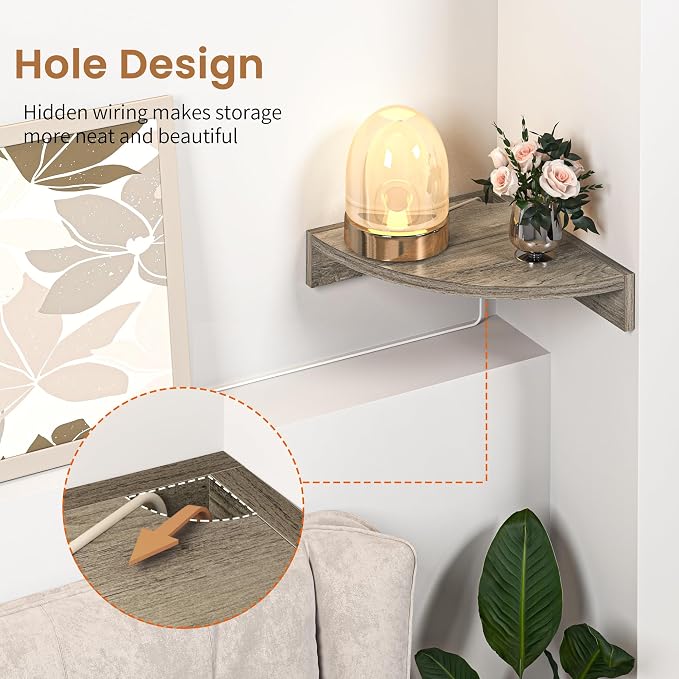 Fun Memories Corner Shelf Wall Mount, Wood Floating Corner Shelves, Corner Wall - Image 4