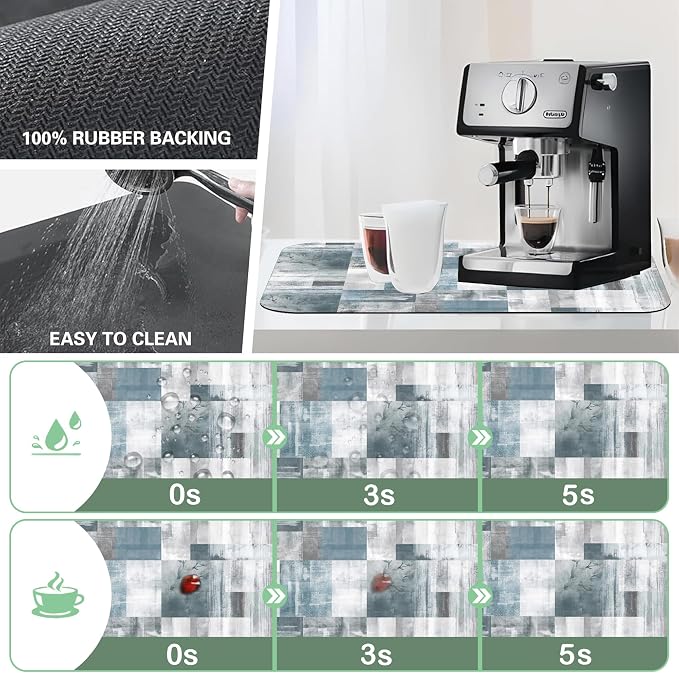 Dish Drying Mat for Kitchen Counter Absorbent Dish Coffee Mat 12"X19" - Image 3
