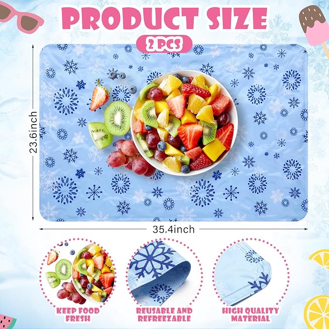 Reallnaive 2 Pcs Light Blue Extra Large Reusable Freezable Ice Mat - Image 2