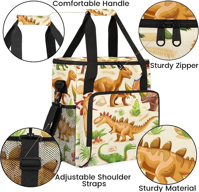 Dino Coffee Maker Carring Bag, Large Insulated Storage Organizer Case Tote Bags - Image 6