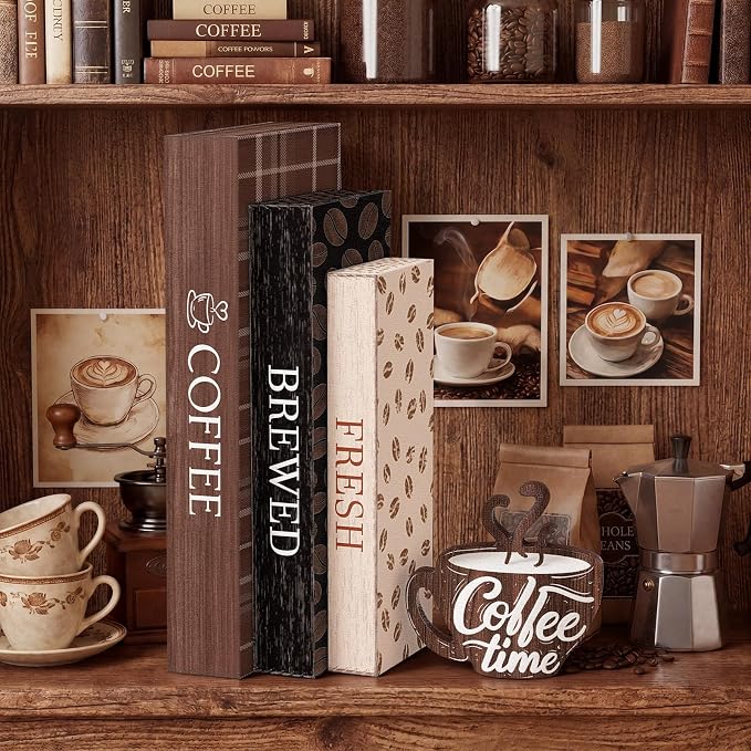 Amyhill 4 Pcs Wooden Coffee Bars Table Decorations, Wood Coffee Mug Sign - Image 6