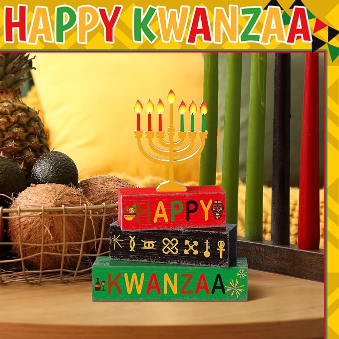 Geelin 4 Pcs Kwanzaa Wooden Table Centerpiece Set Wooden African Heritage - Image 2