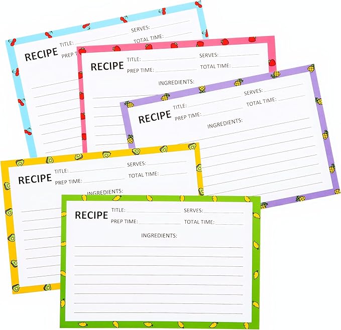 Recipe Cards 75 PCS 4x6inch Double Sided Thick Card Stock Original 5 Fruit by BUYWITHCONFIDENCE