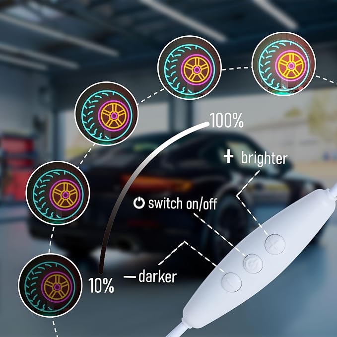 Automobile Tire Neon Sign USB Powered Wheel Neon Light Garage Tire Light Up Sign - Image 3