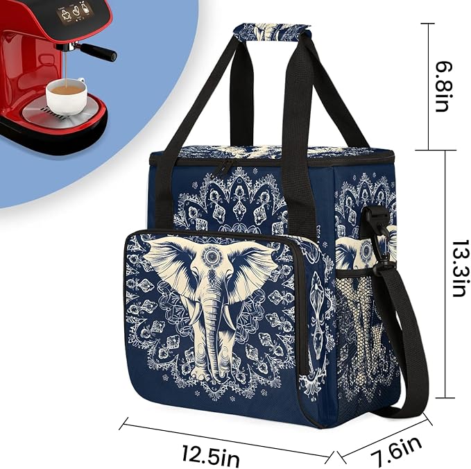 Mandala Elephant Coffee Maker Carring Bag, Large Insulated Storage Organizer - Image 2