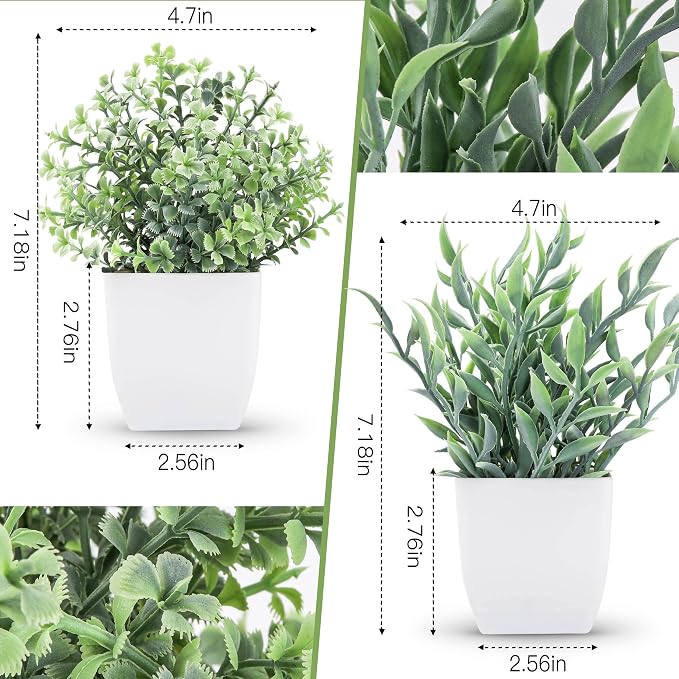 Der Rose 2 Pack Small Fake Plants Artificial Greenery Eucalyptus Plants in Pots - Image 2