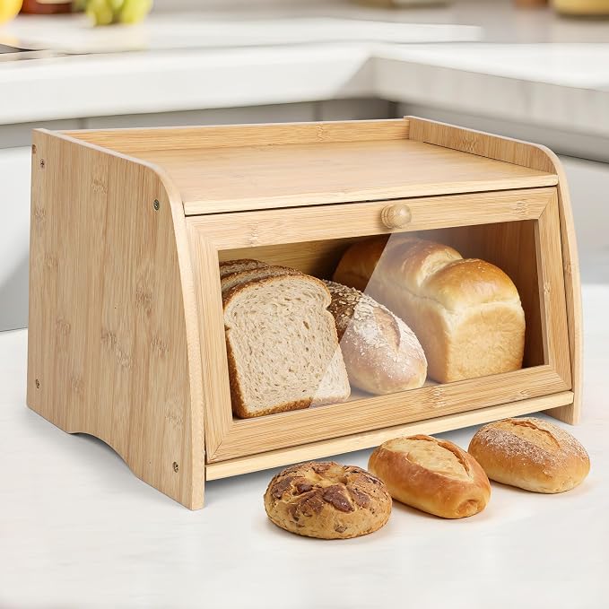 Bamboo Bread Box for Kitchen Counter by Hwwelis