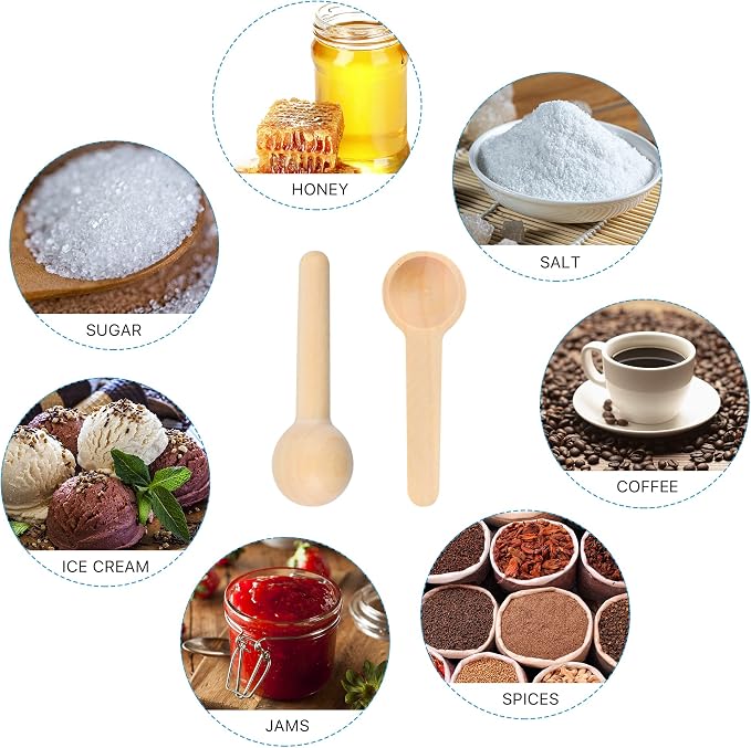 100 Pieces Small Wooden Spoons, 2.9 Inch Mini Natural Wooden Scoops Tiny - Image 5