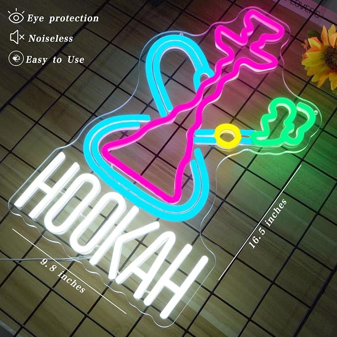 Hookah Neon Sign Nargile Lounge Sign Colorful LED Light - Image 3