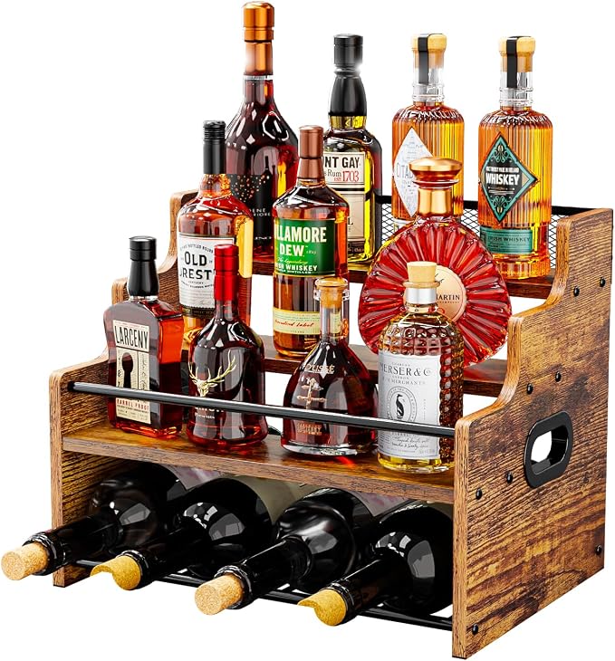 KLM 4-Tier Wood Display Shelf, Countertop Bar Stand by KLM