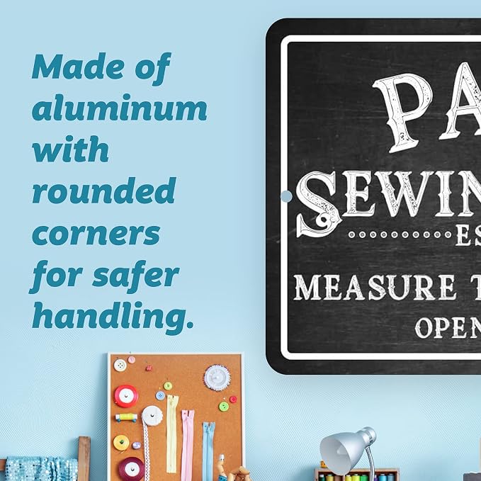 Personalized Sewing Room Chalkboard Look Metal Room Sign - Image 4