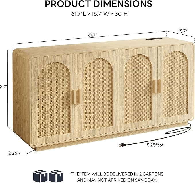 LIKIMIO Rattan Buffet Cabinet - Image 2