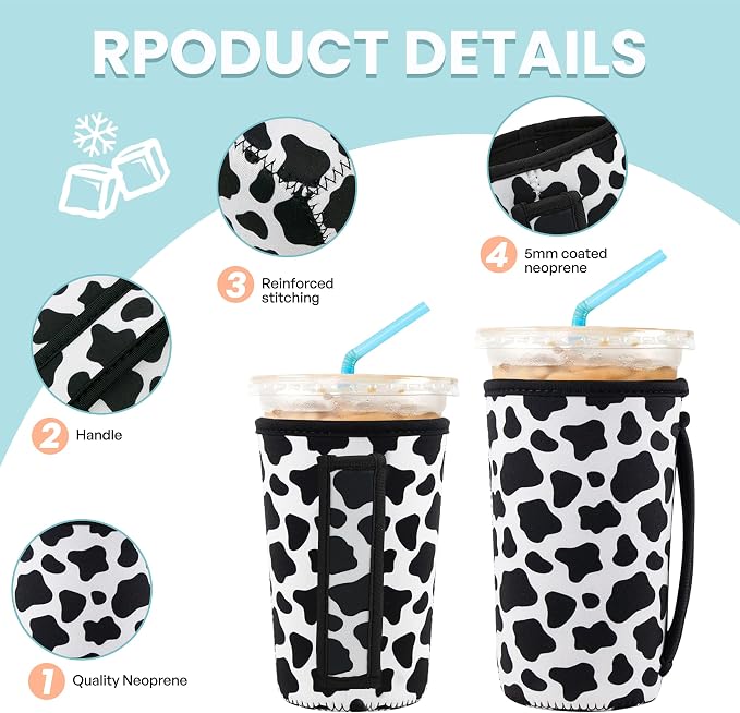 KJQJLY 3 Pack Reusable Iced Coffee Sleeves - Image 4