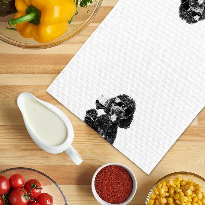 Funny Black Labradoodle Wine Kitchen Towels, Gifts - Image 5
