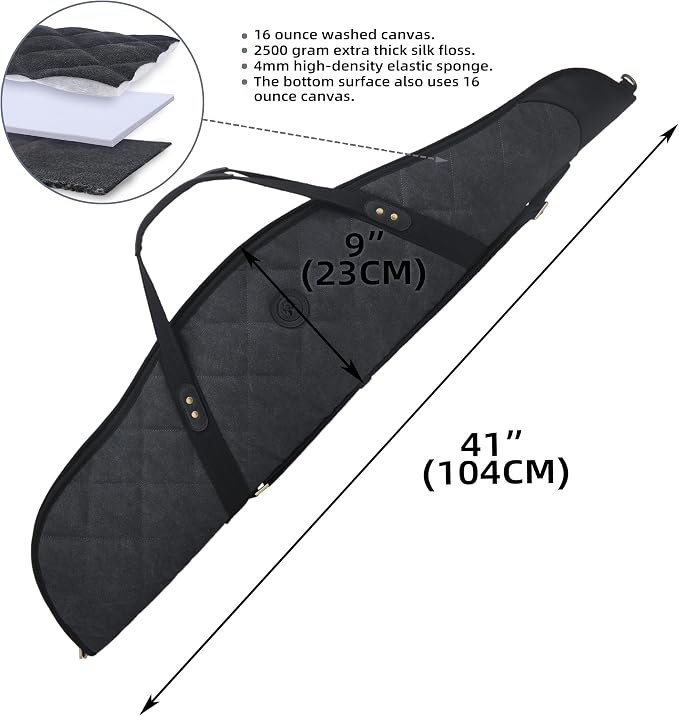 Tas Trost Scoped Rifle Soft Case 41“& 55” Long Gun Bag, Canvas Leather Shotgun - Image 2