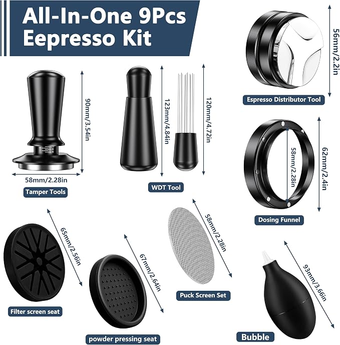 8 Pack Espresso Accessories Kit, 58mm Espresso Tool Kit | Coffee Distributor - Image 4