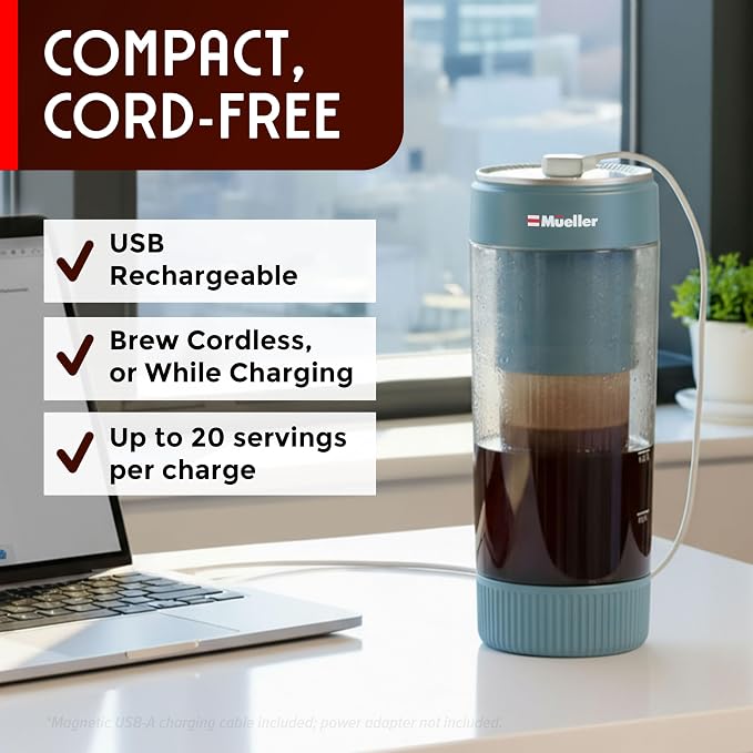 Mueller RapidBrew Cold Brew Iced Coffee Maker – 10 Min Fast Brew Portable - Image 4
