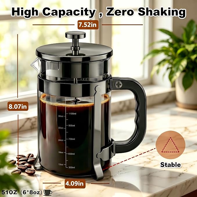 QUQIYSO French Press Coffee Maker, Large Coffee Press - Image 5