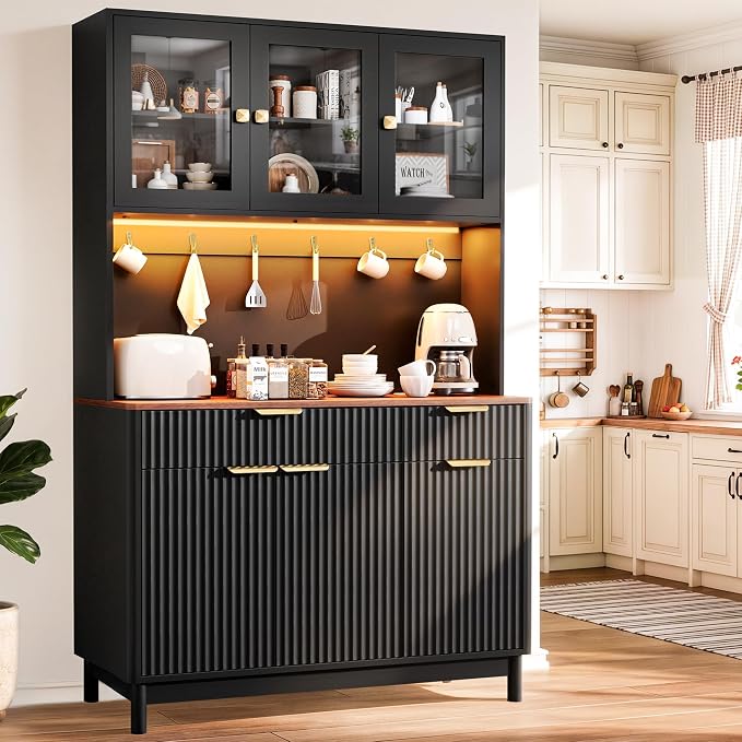 71'' Fluted Kitchen Pantry Cabinet - Image 3