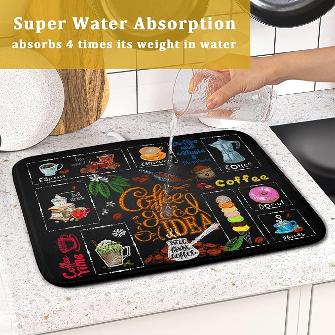 Absorbent Reversible Microfiber Dish Drying Mat 16 x 18 Inch - Image 7