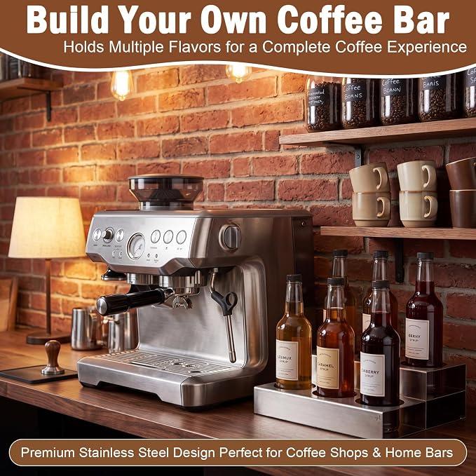 Novabright 2 Tier Coffee Syrup Rack Organizer, Stainless Steel Syrup Bottle - Image 2