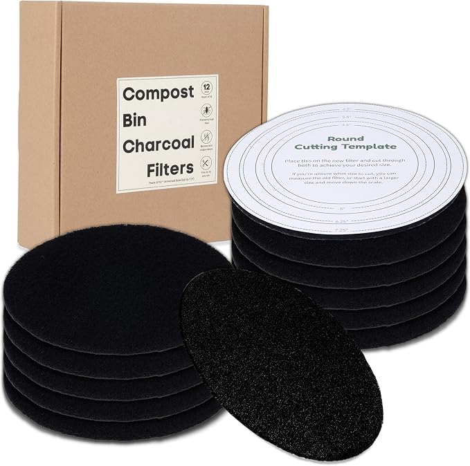 Perfnique Compost Bin Charcoal Filters, 12 Pack Filter Replacement by PERFNIQUE