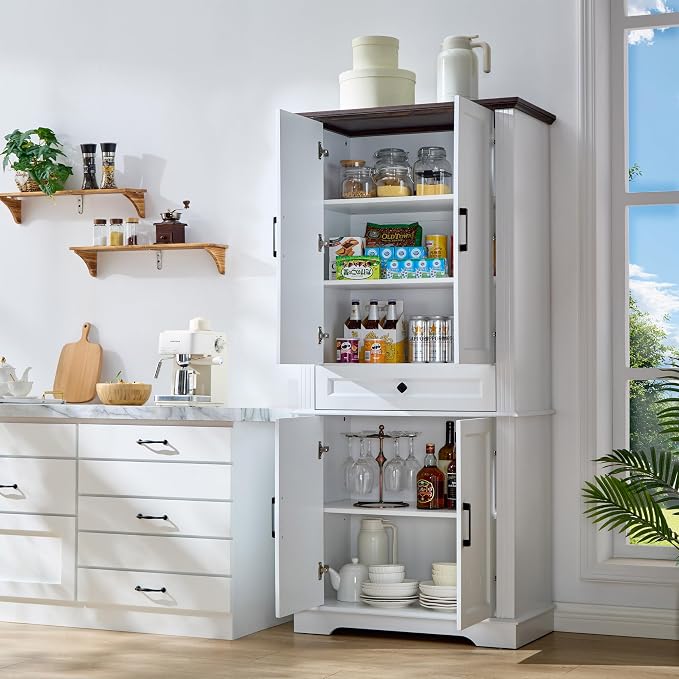 71" White Tall Pantry Cabinet - Image 9