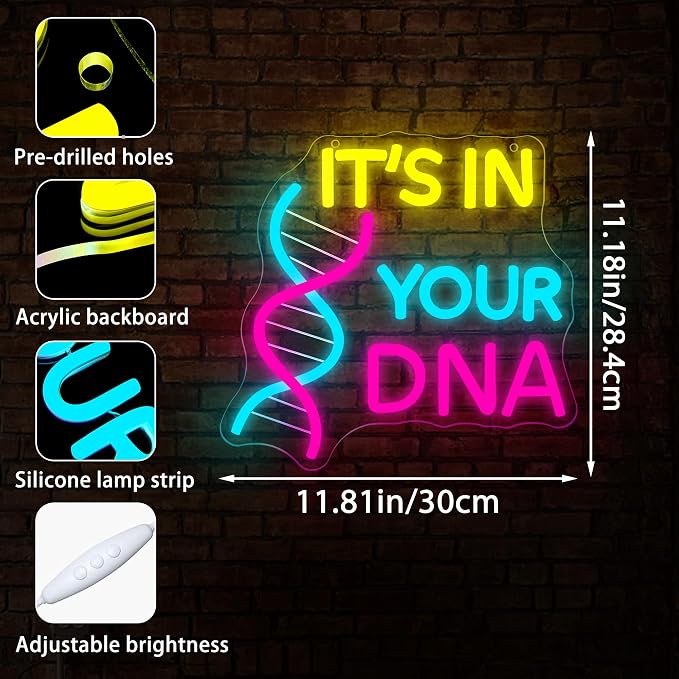 DNA Double Helix Neon Sign for Wall Decor Dimmable It's In Your DNA LED Neon - Image 3