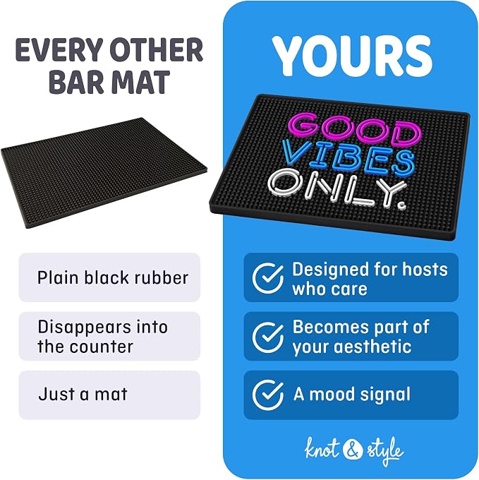 Good Vibes Only Bar Mat – Heavy Duty 18"x12" Rubber Bar Mats - Image 6
