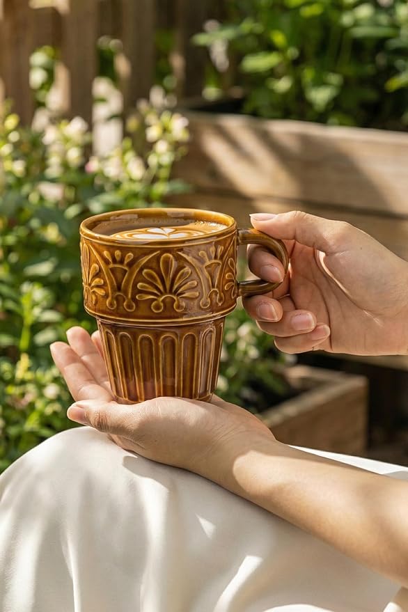 Ceramic Coffee Cups, Coffee Mugs Set of 4, 12 OZ Ceramic Mugs, Stackable Mug - Image 7