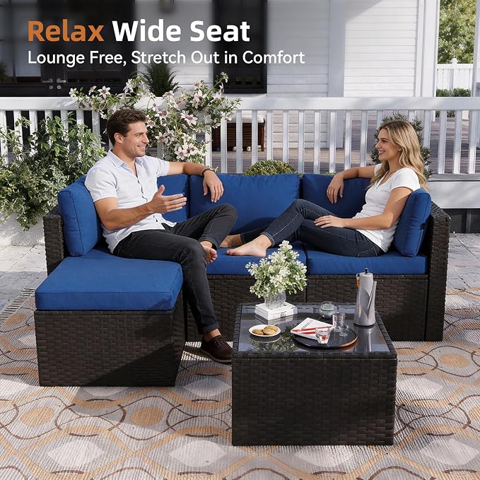 Aoxun Patio Furniture Set 5-Piece, Outdoor Sectional Sofas - Image 3
