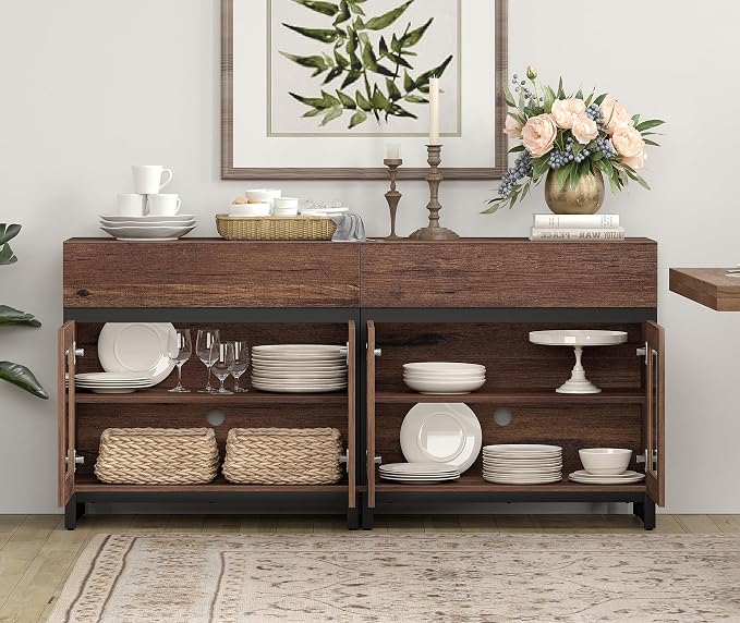 WAMPAT Sideboard Buffet Cabinets, Modern Credenza Sideboard - Image 8