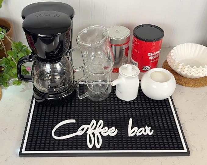 Coffee Bar Mat for Countertop, Silicone Espresso Machine Mat 18x12 Inch – by CALUVAR