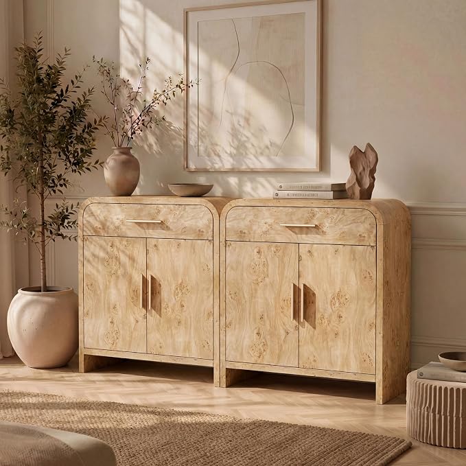Set of 2 Curved Buffet Storage Cabinet by TheBeautyofRusticRefined