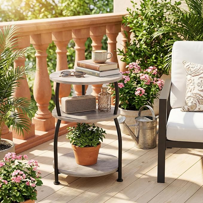 Round Side Table, 3-Tier End Table - Image 6