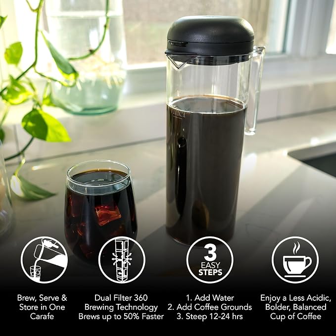 VINCI Cold Brew 360, Plastic Cold Brew Coffee Maker Featuring Patented Dual - Image 5