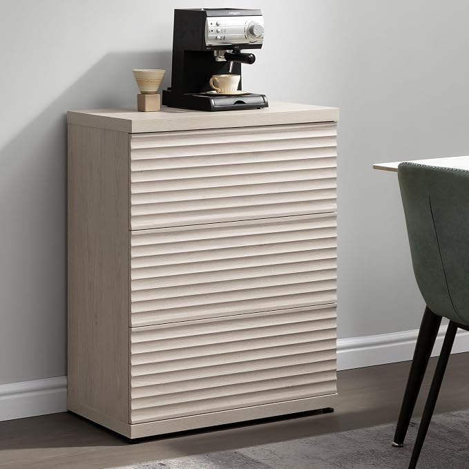 SICOTAS Sideboard Cabinet with Storage, Modern Fluted Buffet Cabinet with 3 by SICOTAS
