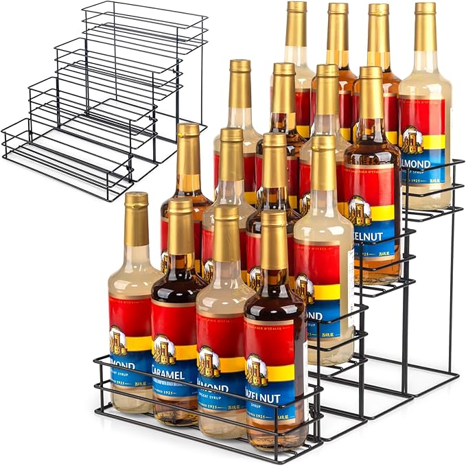 kimilus 16 Bottle Capacity Coffee Syrup Organizer 4 Tier Coffee Syrup Stand by kimilus
