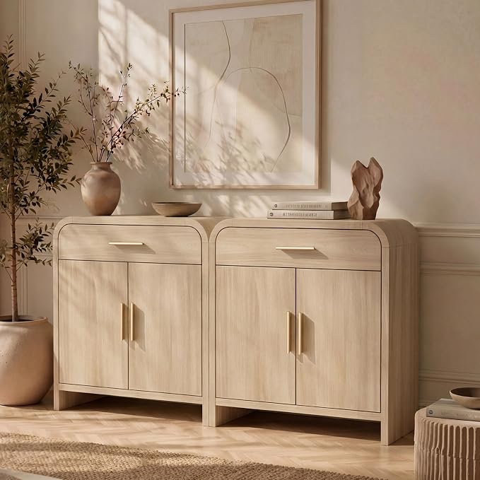 Set of 2 Curved Buffet Storage Cabinet by TheBeautyofRusticRefined