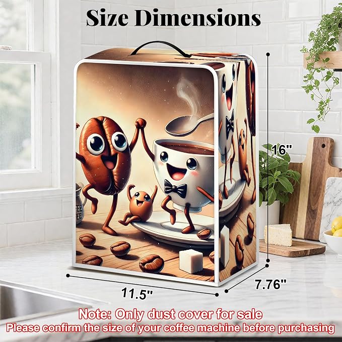 BVBOX Coffee Maker Cover, Durable Dustproof Lightweight Polyester Cotton Blend - Image 2