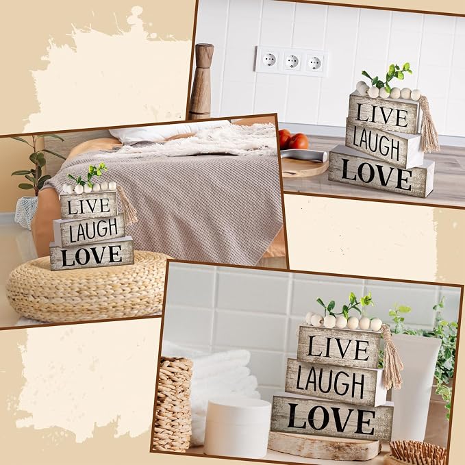 Yuntau 5 Pcs Rustic Farmhouse Tiered Tray Farmhouse Fake Books Decoration Life - Image 6
