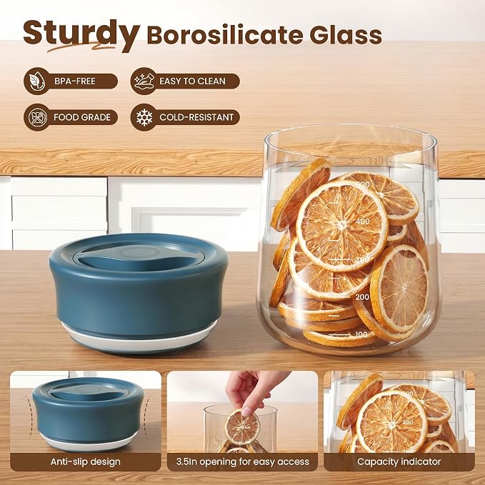 OURCABECUE Wide Mouth Mason Jar 16oz, Newly Upgraded Easy Open Rotating Lid - Image 4