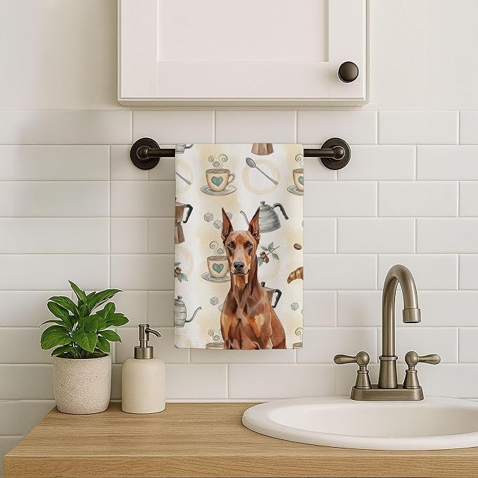 Caroline's Treasures Red Doberman Pinscher Coffee Bar Kitchen Towel Velour - Image 7