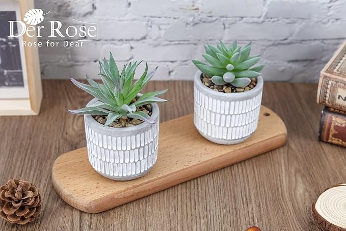 Der Rose Set of 2 Succulents Plants Artificial Fake Cactus Plants - Image 2