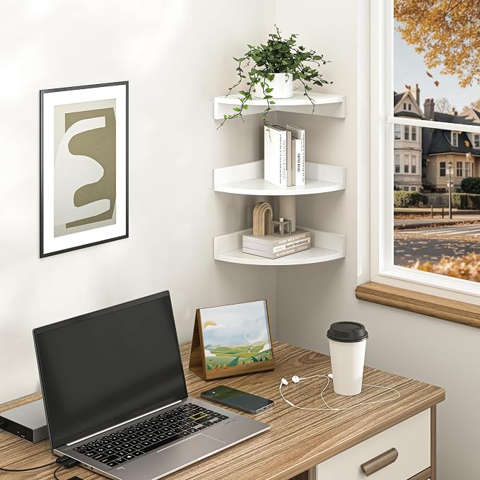 Fun Memories Corner Shelf Wall Mount, Wood Floating Corner Shelves, Corner Wall - Image 7